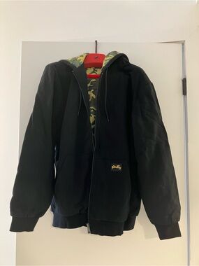 Stan Ray Black Puffer Jacket with Camo Lining